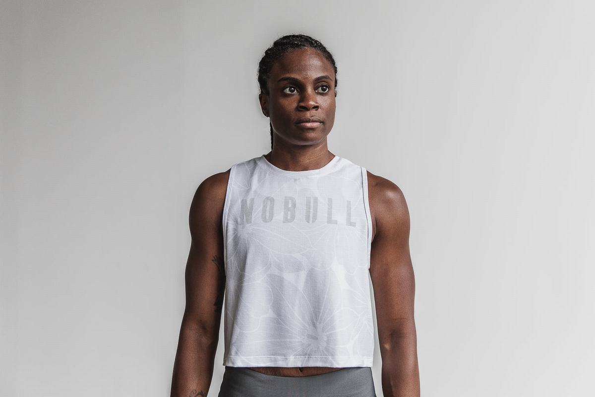 Nobull Muscle Women's Tank Tops White | Australia (DU2701)